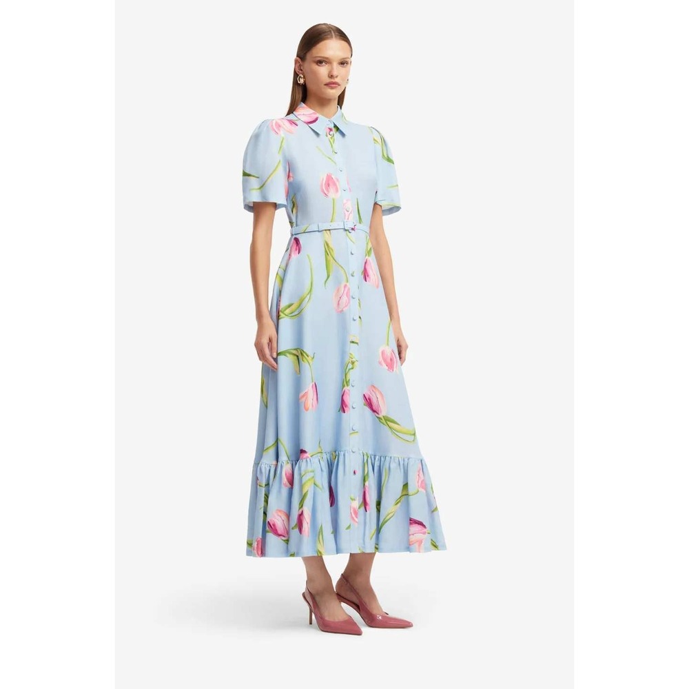 NWT Leo Lin Tuckernuck Becca Short Sleeve Midi Dress (MSRP:‎ $695) Size 8